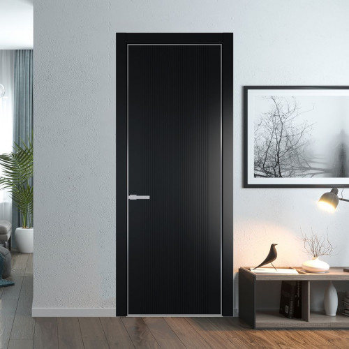 Межкомнатная дверь ProfilDoors 37 PA с фрезерованным рисунком Блэк с профилем Серебро