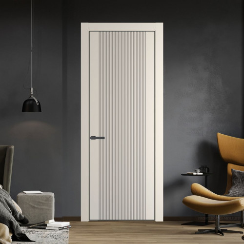 Межкомнатная дверь ProfilDoors 37 PA с фрезерованным рисунком Кремовая Магнолия с профилем Серая Ночь