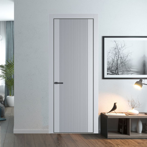 Межкомнатная дверь ProfilDoors 37 PA с фрезерованным рисунком Лайт Грей с профилем Серая Ночь