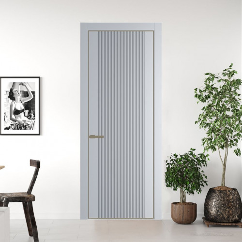 Межкомнатная дверь ProfilDoors 37 PA с фрезерованным рисунком Лайт Грей с профилем Шампань