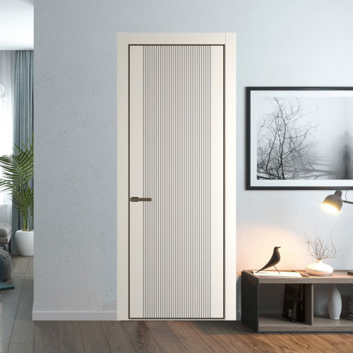 Межкомнатная дверь ProfilDoors 37 PA с фрезерованным рисунком Перламутр белый с профилем Деорэ