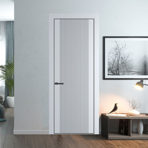 Межкомнатная дверь ProfilDoors 37 PA с фрезерованным рисунком Вайт с профилем Серая Ночь