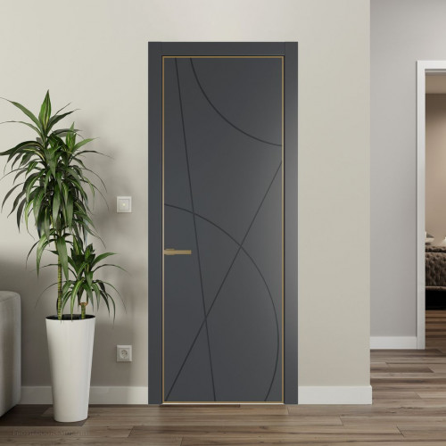 Межкомнатная дверь ProfilDoors 4 PA Графит с профилем Золото