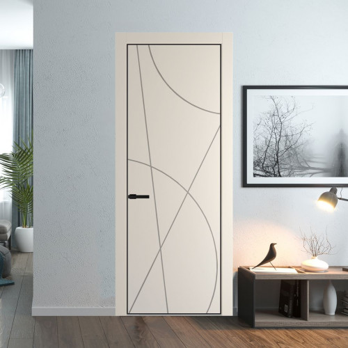 Межкомнатная дверь ProfilDoors 4 PA Кремовая Магнолия с профилем Черный