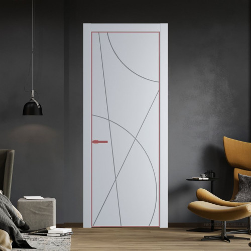 Межкомнатная дверь ProfilDoors 4 PA Лайт Грей с профилем Красный антрацит