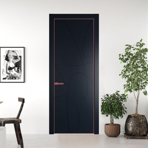 Межкомнатная дверь ProfilDoors 6 PA Нэви Блу с профилем Красный антрацит