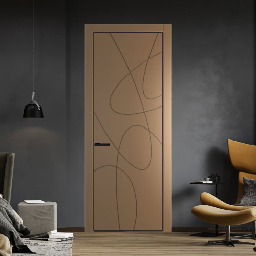 Межкомнатная дверь ProfilDoors 6 PA Перламутр золото с профилем Черный