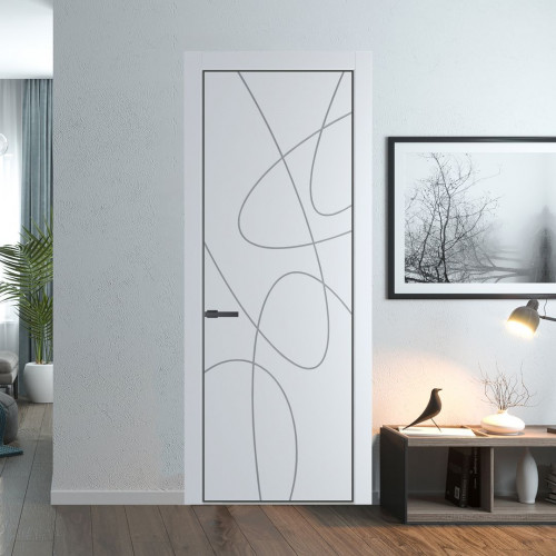 Межкомнатная дверь ProfilDoors 6 PA Вайт с профилем Серая Ночь