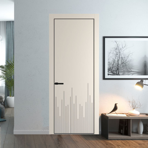Межкомнатная дверь ProfilDoors 7 PA Кремовая Магнолия с профилем Черный