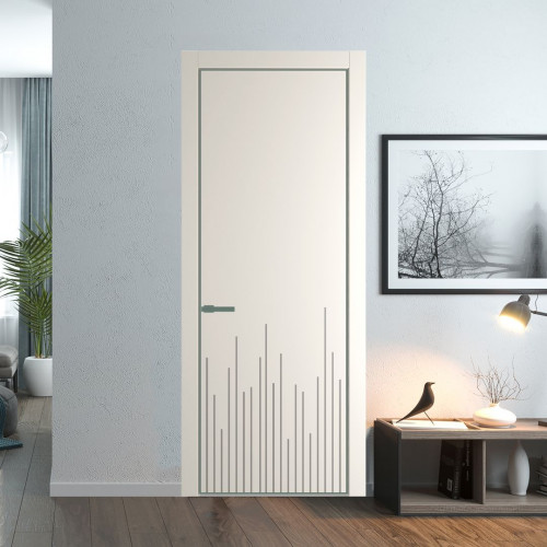Межкомнатная дверь ProfilDoors 7 PA Перламутр белый с профилем Зеленый воск