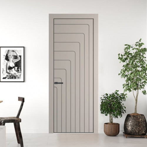 Межкомнатная дверь ProfilDoors 10 PE с фрезерованным рисунком Сэнд с алюминиевой кромкой Серая Ночь