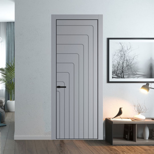 Межкомнатная дверь ProfilDoors 10 PE с фрезерованным рисунком Смоки с алюминиевой кромкой Черный