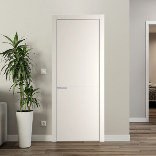 Межкомнатная дверь ProfilDoors 11 PE Перламутр белый с алюминиевым молдингом Матовая