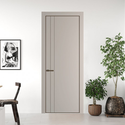Межкомнатная дверь ProfilDoors 12 PE Сэнд с алюминиевым молдингом Деорэ
