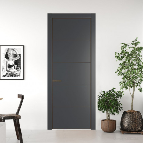 Межкомнатная дверь ProfilDoors 15 PE Графит с алюминиевым молдингом Деорэ