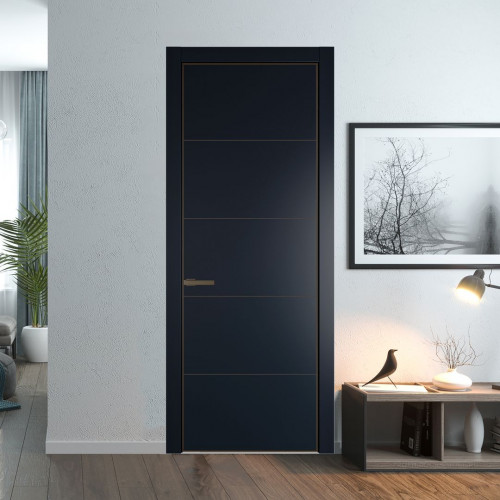 Межкомнатная дверь ProfilDoors 15 PE Нэви Блу с алюминиевым молдингом Деорэ