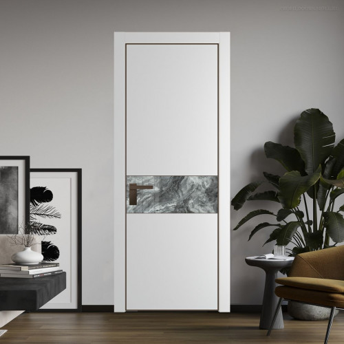 Межкомнатная дверь ProfilDoors 17 PE с вставкой из стекла атриум серебро Крем Вайт с алюминиевой кромкой Деорэ