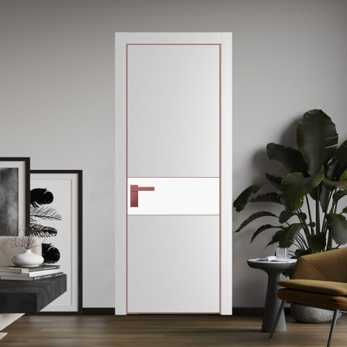 Межкомнатная дверь ProfilDoors 17 PE с вставкой из стекла монохром белый просветленный Крем Вайт с алюминиевой кромкой Красный антрацит