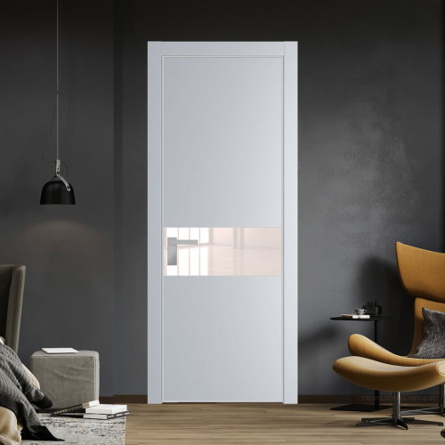 Межкомнатная дверь ProfilDoors 17 PE с вставкой из стекла перламутровый лак Лайт Грей с алюминиевой кромкой Матовая