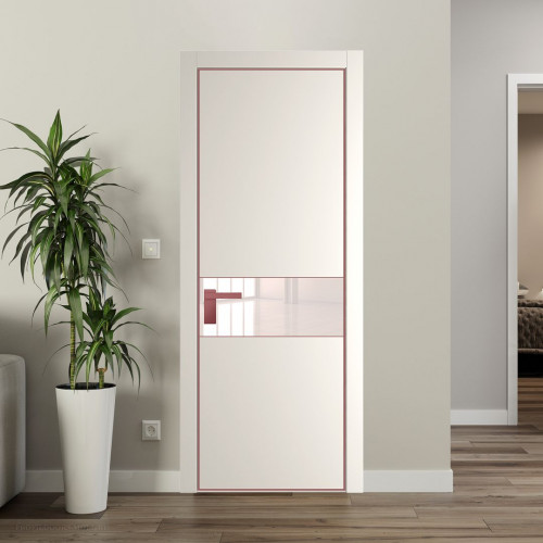 Межкомнатная дверь ProfilDoors 17 PE с вставкой из стекла перламутровый лак Перламутр белый с алюминиевой кромкой Красный антрацит