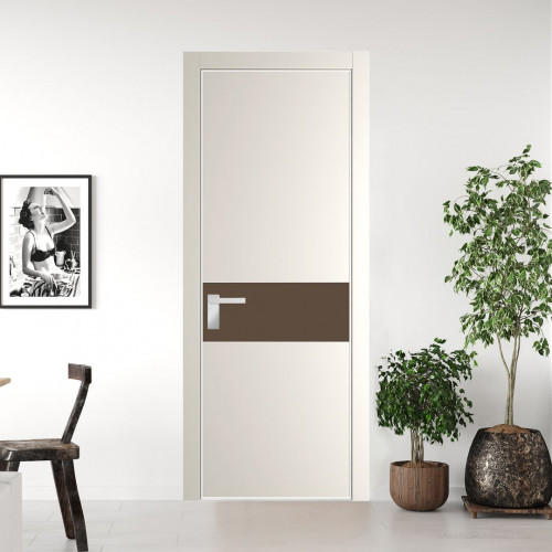 Межкомнатная дверь ProfilDoors 17 PE с вставкой из стекла монохром гляссе Перламутр белый с алюминиевой кромкой Вайт