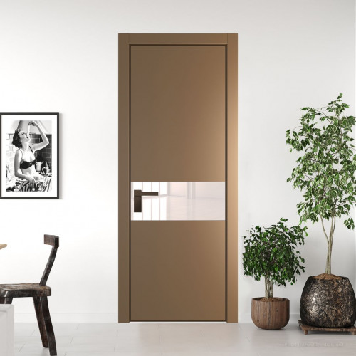 Межкомнатная дверь ProfilDoors 17 PE с вставкой из стекла перламутровый лак Перламутр золото с алюминиевой кромкой Деорэ
