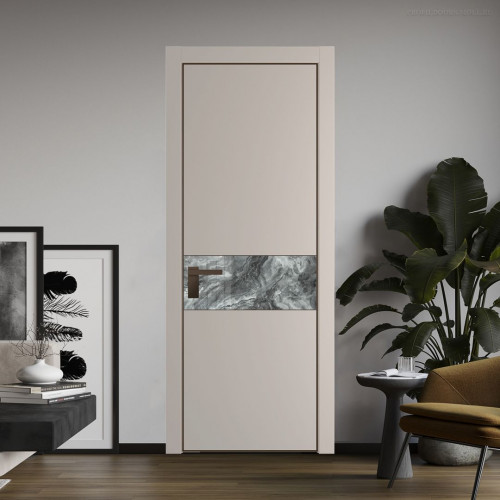 Межкомнатная дверь ProfilDoors 17 PE с вставкой из стекла атриум серебро Сэнд с алюминиевой кромкой Деорэ