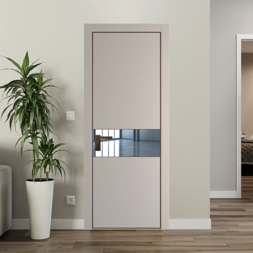 Межкомнатная дверь ProfilDoors 17 PE с вставкой из стекла зеркало Сэнд с алюминиевой кромкой Деорэ
