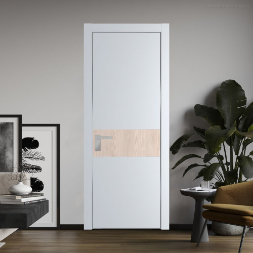 Межкомнатная дверь ProfilDoors 17 PE с вставкой Каштан светлый Вайт с алюминиевой кромкой Серебро