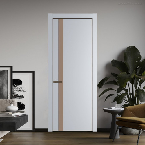 Межкомнатная дверь ProfilDoors 18 PE с вставкой из стекла монохром капучино Лайт Грей с алюминиевой кромкой Деорэ