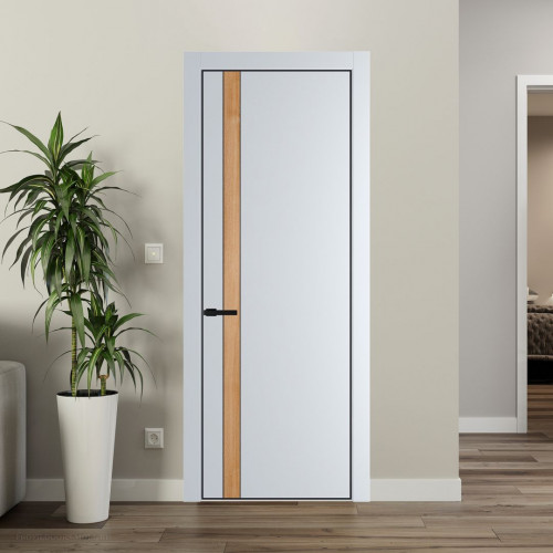 Межкомнатная дверь ProfilDoors 18 PE с вставкой Дуб Карамель Вайт с алюминиевой кромкой Черный