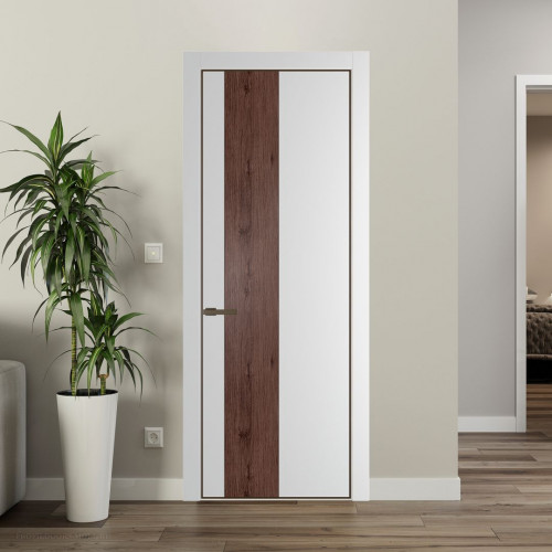 Межкомнатная дверь ProfilDoors 19 PE с вставкой Дуб Тобакко Крем Вайт с алюминиевой кромкой Деорэ