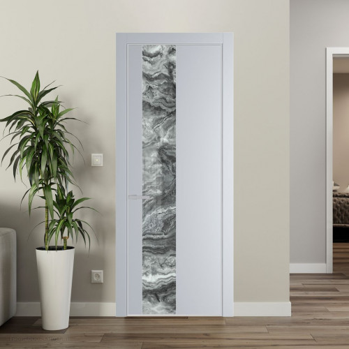 Межкомнатная дверь ProfilDoors 19 PE с вставкой из стекла атриум серебро Лайт Грей с алюминиевой кромкой Матовая