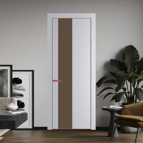 Межкомнатная дверь ProfilDoors 19 PE с вставкой из стекла монохром гляссе Лайт Грей с алюминиевой кромкой Красный антрацит