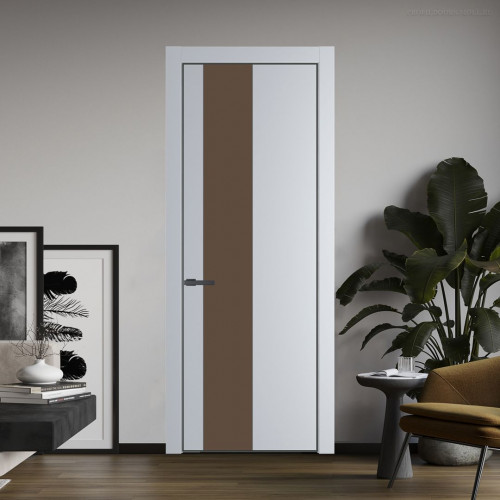 Межкомнатная дверь ProfilDoors 19 PE с вставкой из стекла монохром гляссе Лайт Грей с алюминиевой кромкой Серая Ночь