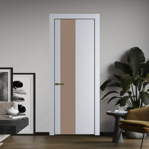 Межкомнатная дверь ProfilDoors 19 PE с вставкой из стекла монохром капучино Лайт Грей с алюминиевой кромкой Деорэ