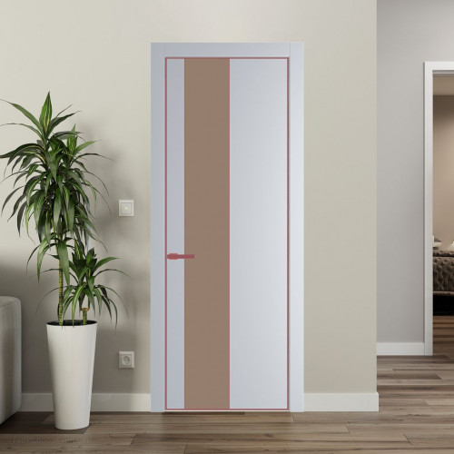 Межкомнатная дверь ProfilDoors 19 PE с вставкой из стекла монохром капучино Лайт Грей с алюминиевой кромкой Красный антрацит