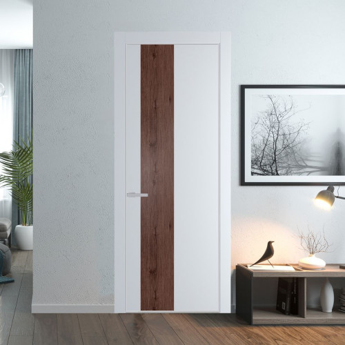 Межкомнатная дверь ProfilDoors 19 PE с вставкой Дуб Тобакко Вайт с алюминиевой кромкой Матовая