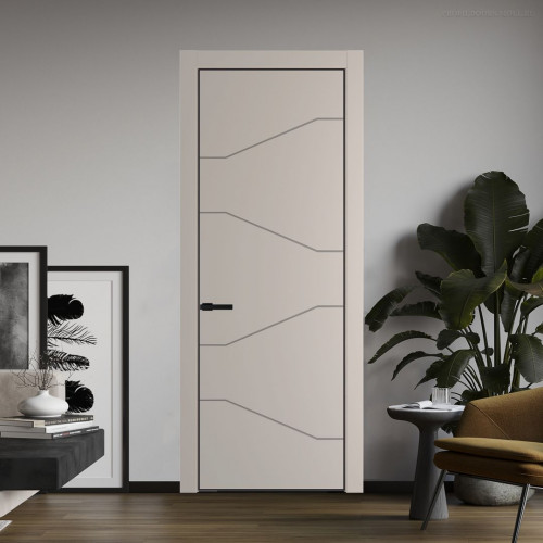 Межкомнатная дверь ProfilDoors 2 PE с фрезерованным рисунком Сэнд с алюминиевой кромкой Черный