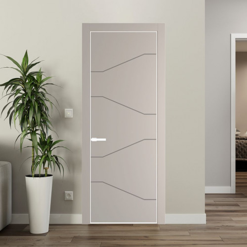 Межкомнатная дверь ProfilDoors 2 PE с фрезерованным рисунком Сэнд с алюминиевой кромкой Вайт
