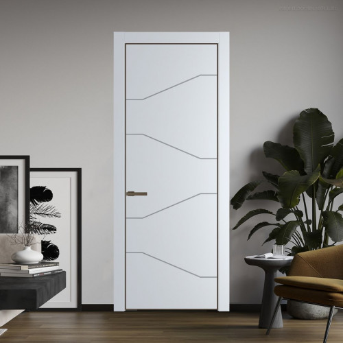 Межкомнатная дверь ProfilDoors 2 PE с фрезерованным рисунком Вайт с алюминиевой кромкой Деорэ