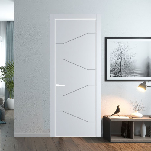 Межкомнатная дверь ProfilDoors 2 PE с фрезерованным рисунком Вайт с алюминиевой кромкой Вайт