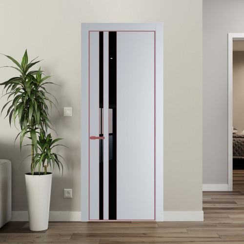 Межкомнатная дверь ProfilDoors 20 PE с вставкой из стекла черный лак Лайт Грей с алюминиевой кромкой Красный антрацит