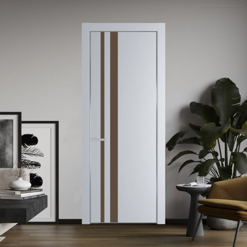 Межкомнатная дверь ProfilDoors 20 PE с вставкой из стекла монохром гляссе Лайт Грей с алюминиевой кромкой Серебро