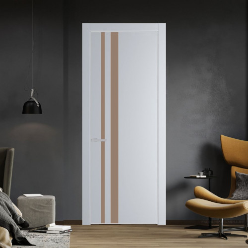 Межкомнатная дверь ProfilDoors 20 PE с вставкой из стекла монохром капучино Лайт Грей с алюминиевой кромкой Матовая