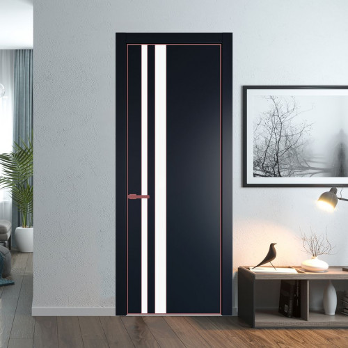 Межкомнатная дверь ProfilDoors 20 PE с вставкой из стекла монохром белый просветленный Нэви Блу с алюминиевой кромкой Красный антрацит