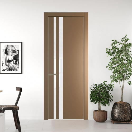 Межкомнатная дверь ProfilDoors 20 PE с вставкой из стекла лак классик Перламутр золото с алюминиевой кромкой Шампань