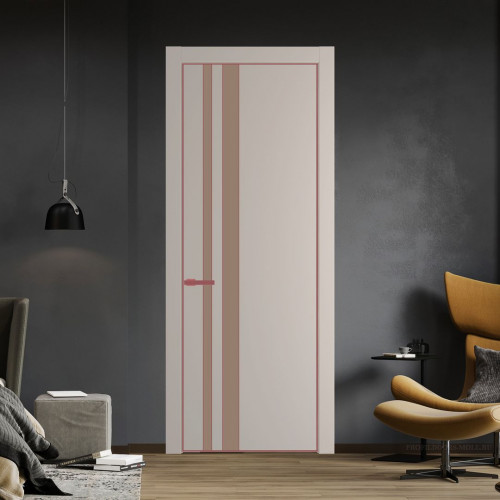Межкомнатная дверь ProfilDoors 20 PE с вставкой из стекла монохром капучино Сэнд с алюминиевой кромкой Красный антрацит