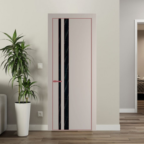 Межкомнатная дверь ProfilDoors 20 PE с вставкой из стекла неро мрамор Сэнд с алюминиевой кромкой Красный антрацит