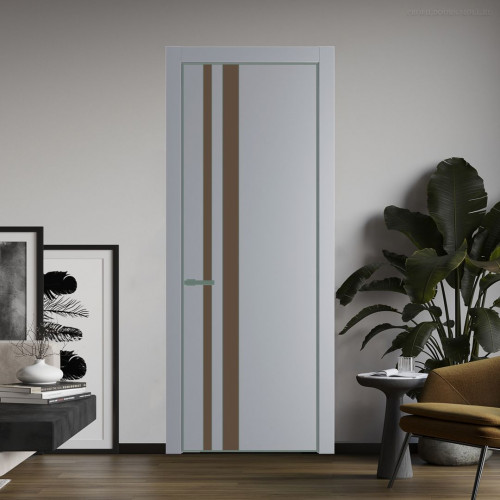 Межкомнатная дверь ProfilDoors 20 PE с вставкой из стекла монохром гляссе Смоки с алюминиевой кромкой Зеленый воск